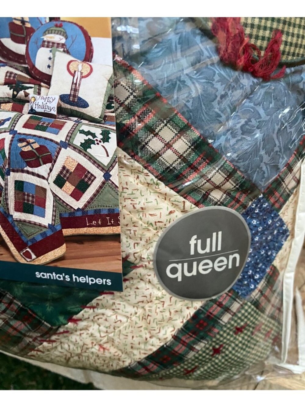 2003 JCPenney Santa's Helpers Christmas Patchwork Quilt Full Queen NEW - Picture 3 of 9